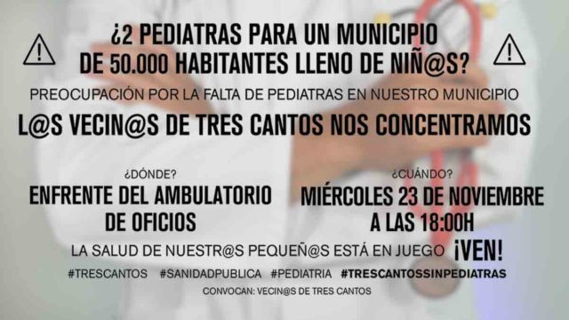Tres Cantos denuncia la falta de pediatras